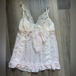 In Bloom Blush Pink Lace-Trim Sheer Chemise